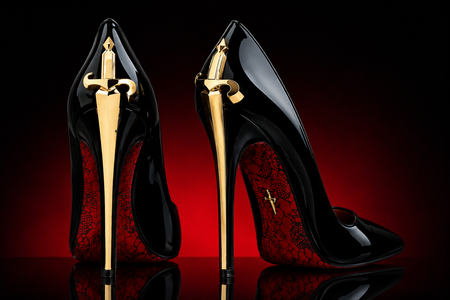CHRISTIAN LOUBOUTIN INSPIRED PATENT SWORD HEELS