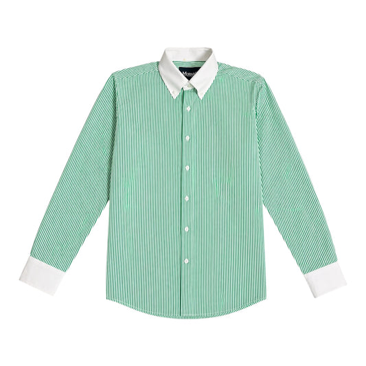 STRIPED SHIRT WITH CONTRAST COLLAR & CUFF